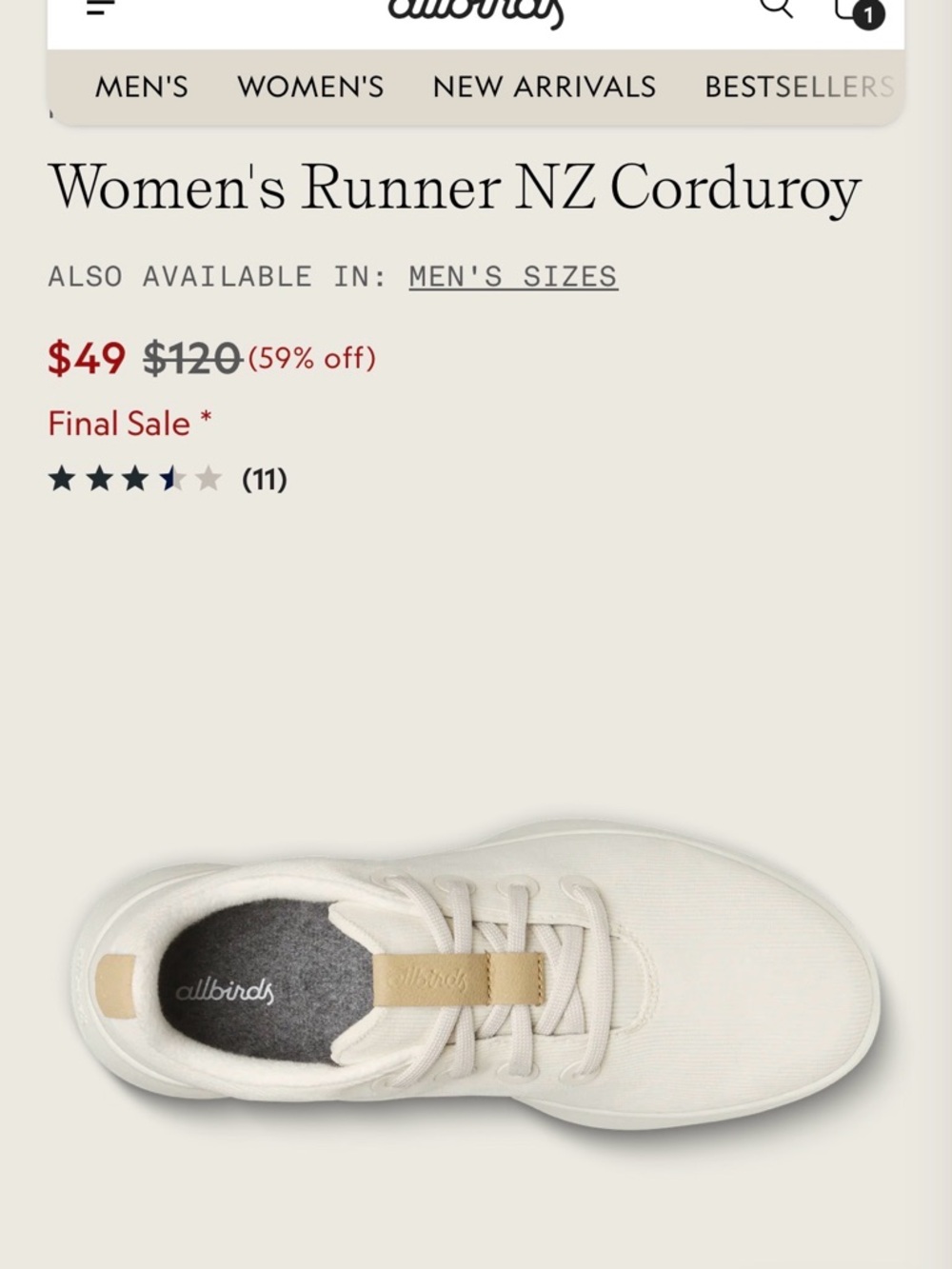 Allbirds Women's Runner NZ Corduroy Sneakers